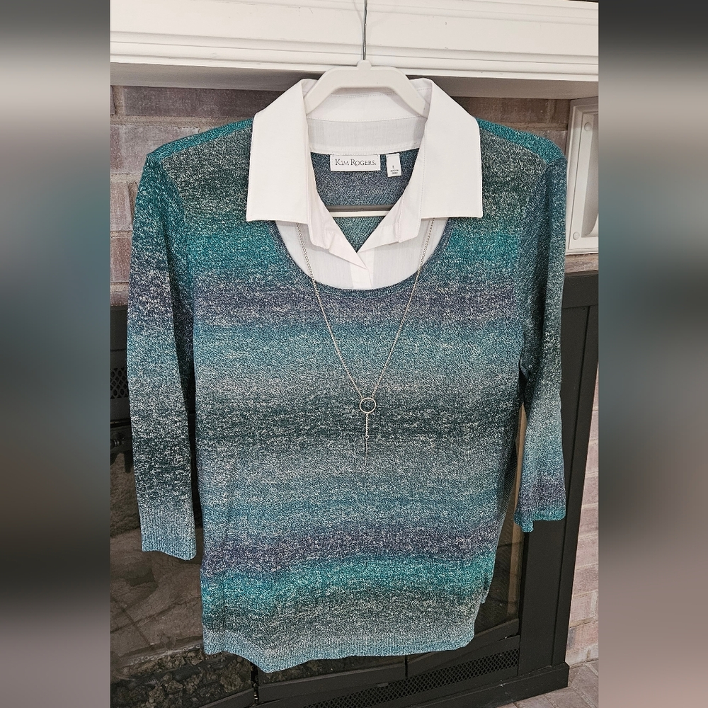 Kim Rogers Blue and White Sweater